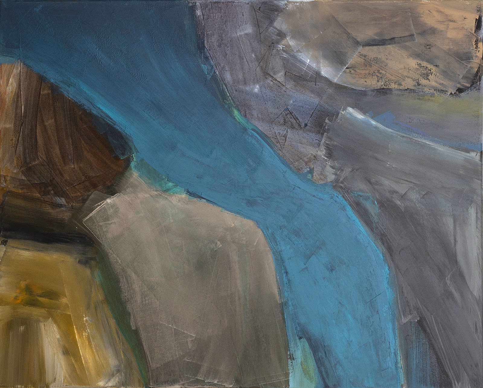 Das zeitgenössische Gemälde Form ist Grenze ist eine abstrakte Komposition von Doris Junker. Foto von Dagmar Morath.